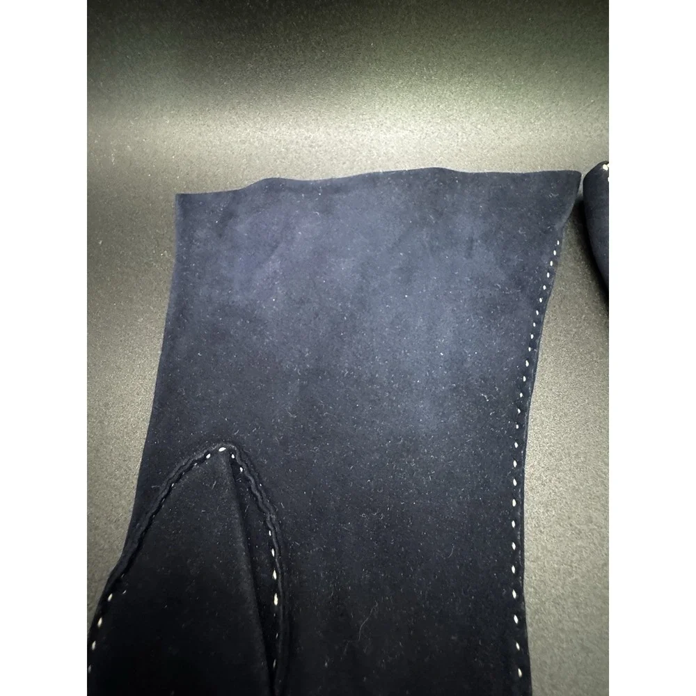Vintage Blue‎ Suede With Decorative White Stitching Driving Gloves